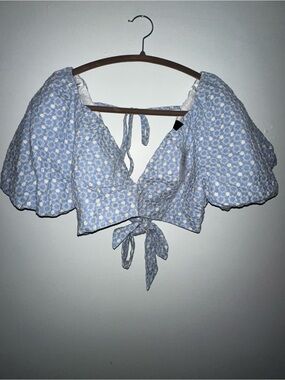 MINKPINK Light Blue Floral Crop Top